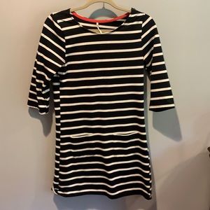 Striped 3/4 length sleeves fitted mini dress